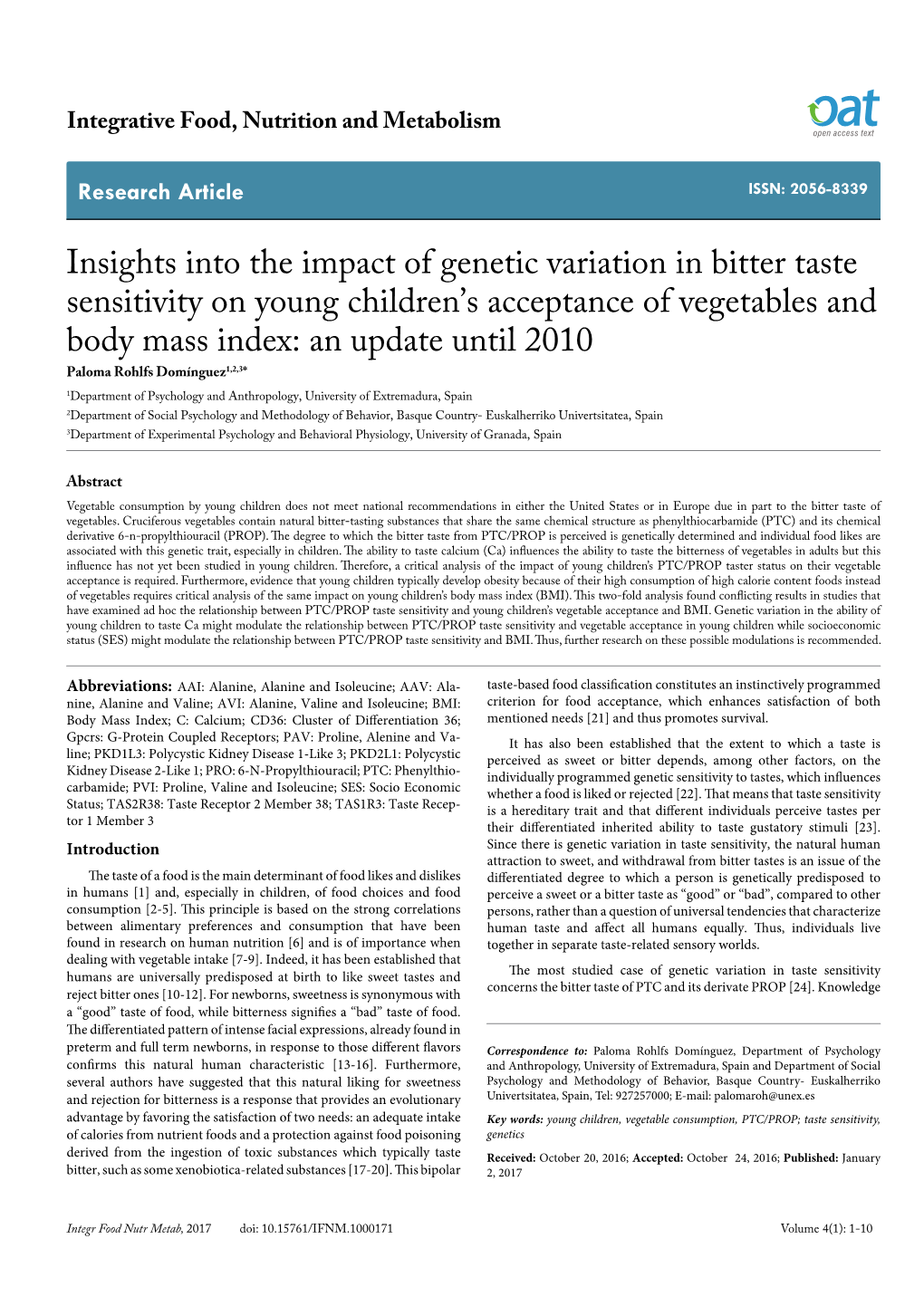 Insights Into the Impact of Genetic Variation in Bitter Taste Sensitivity On