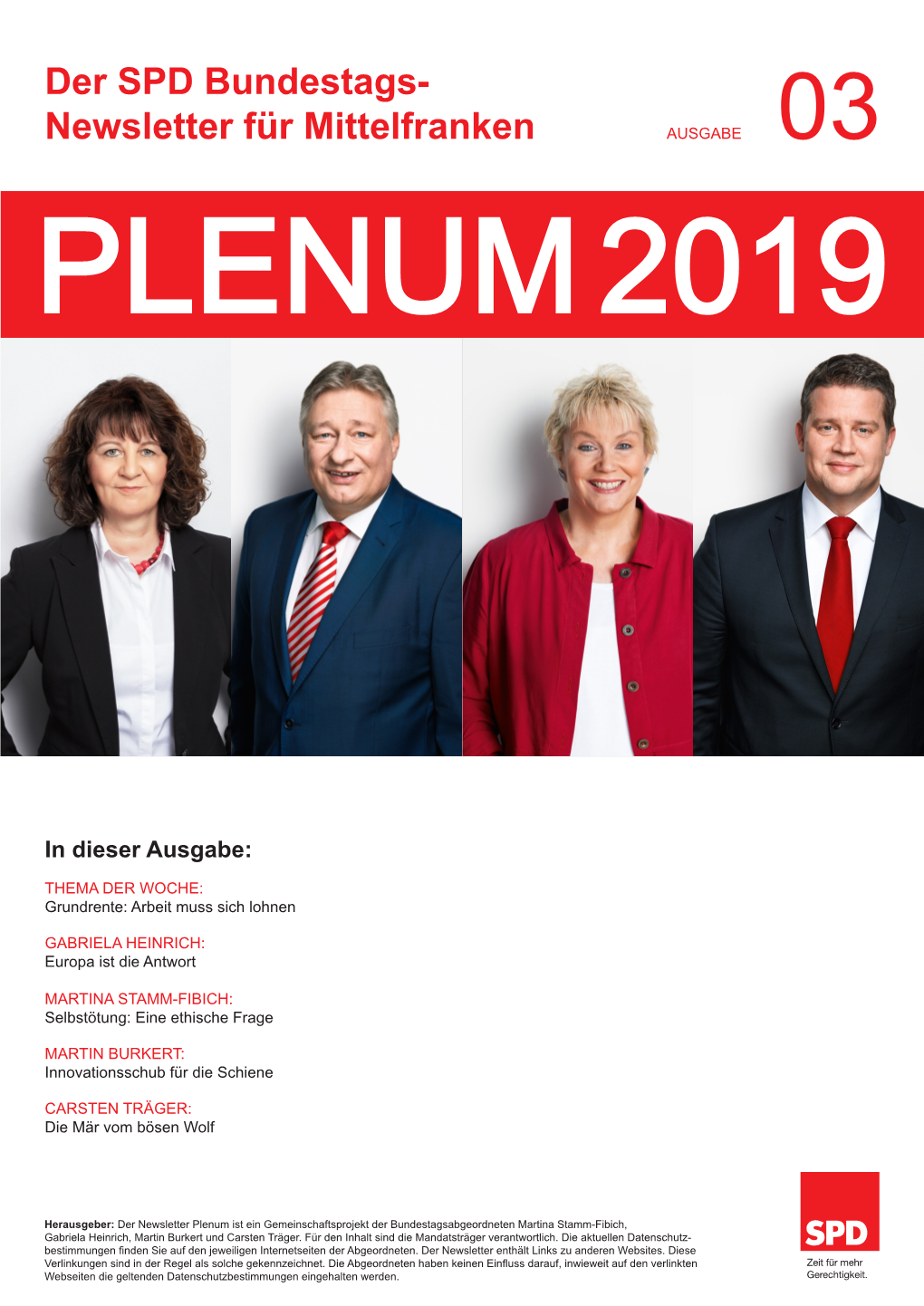Der SPD Bundestags- Newsletter Für Mittelfranken AUSGABE 03 PLENUM 2019