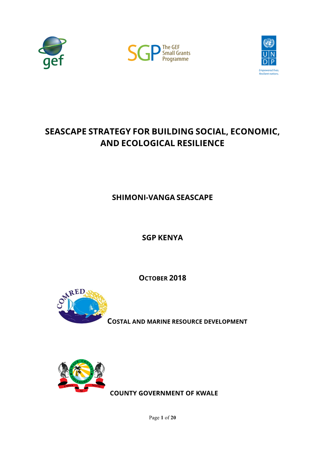 Seascape Strategy for Building Social, Economic, and Ecological Resilience