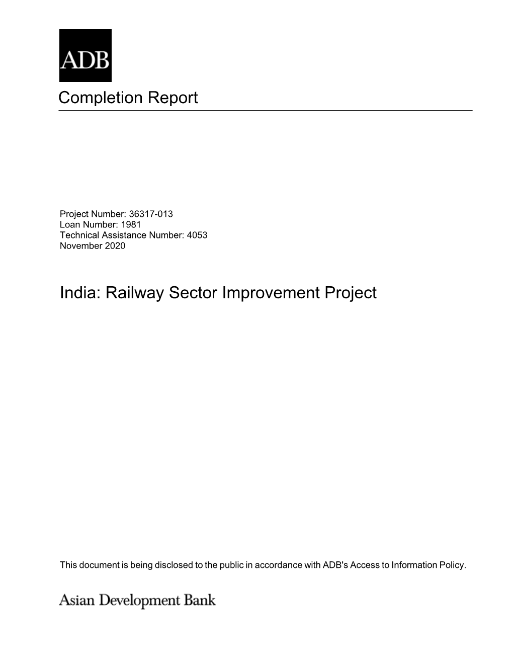 Railway Sector Improvement Project