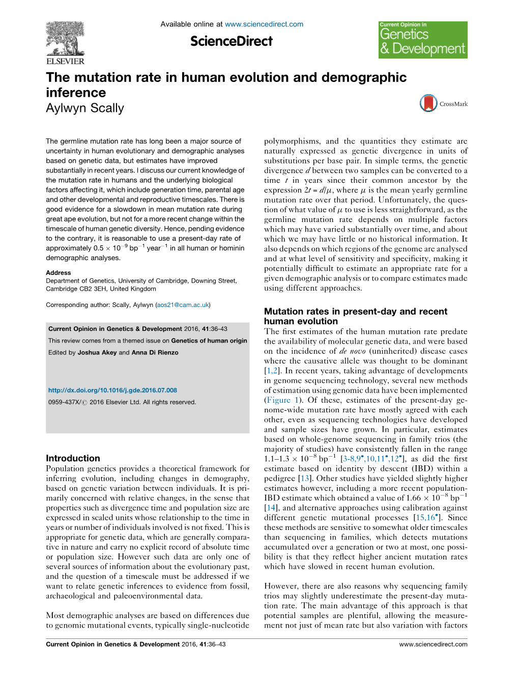 The Mutation Rate in Human Evolution and Demographic Inference