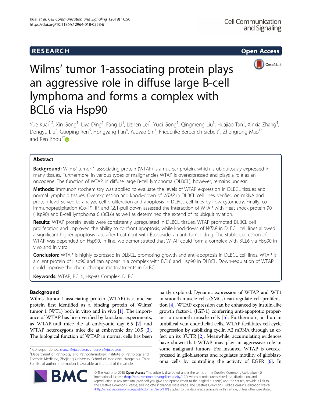 Wilms' Tumor 1-Associating Protein Plays an Aggressive Role in Diffuse