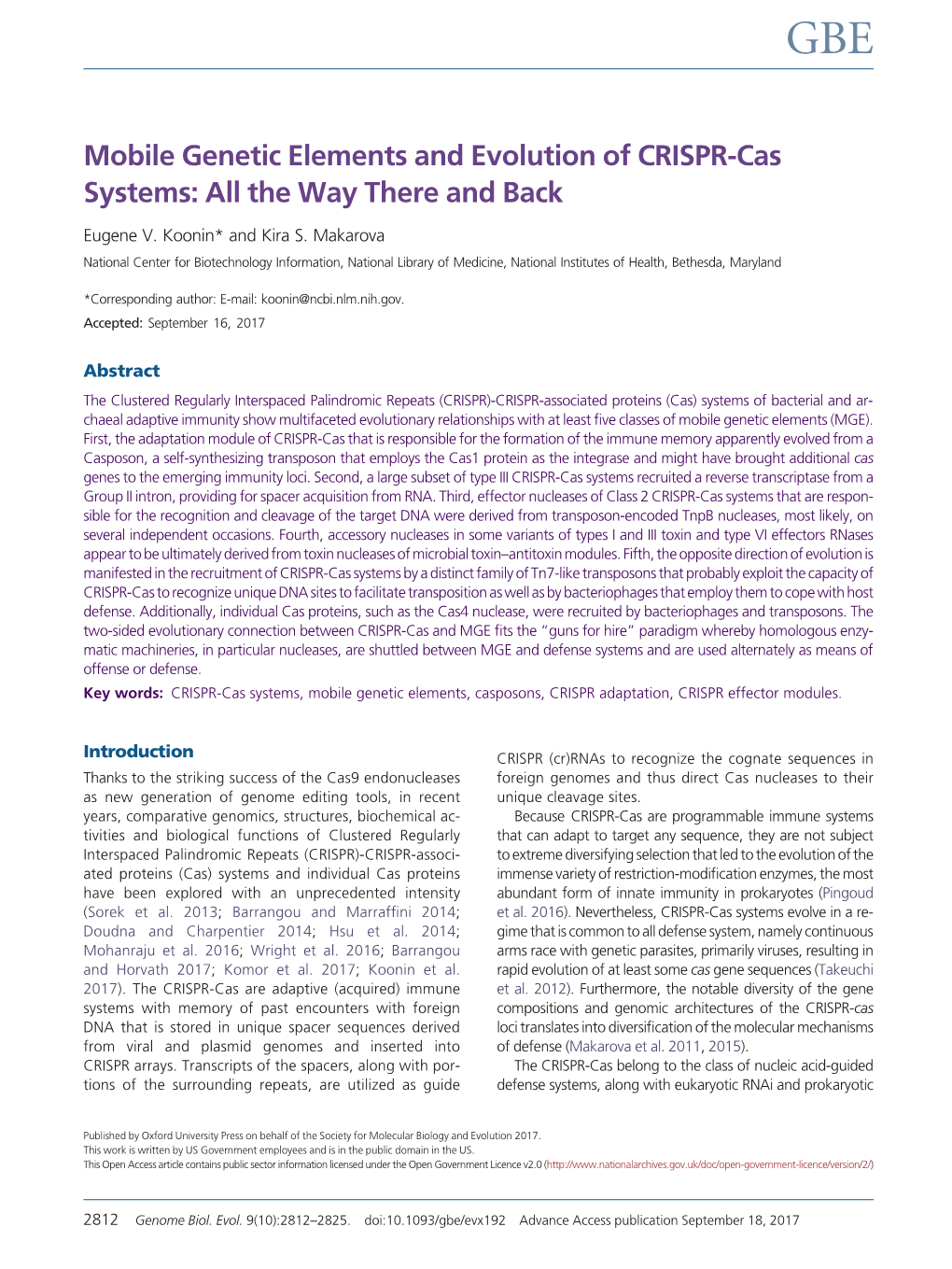 Mobile Genetic Elements and Evolution of CRISPR-Cas Systems: All the Way There and Back