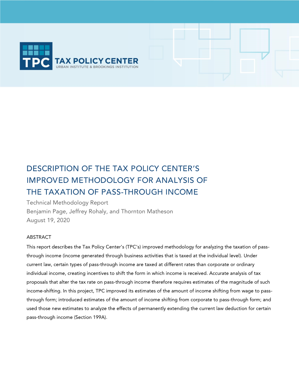 Description of the Tax Policy Center's Improved