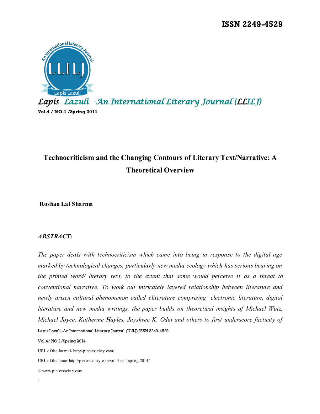 Technocriticism and the Changing Contours of Literary Text/Narrative: a Theoretical Overview