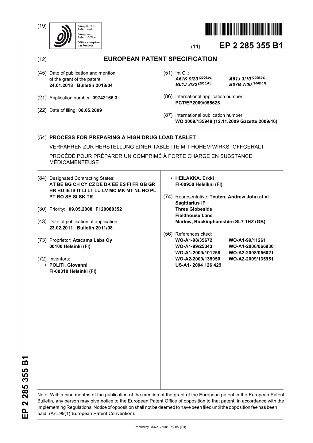 Process for Preparing a High Drug Load Tablet