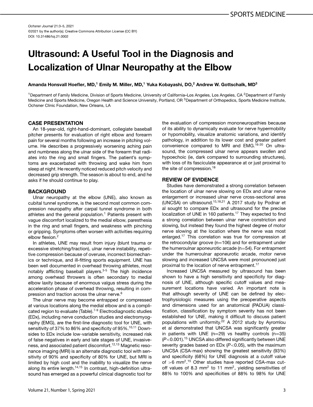 Ultrasound: a Useful Tool in the Diagnosis and Localization of Ulnar Neuropathy at the Elbow