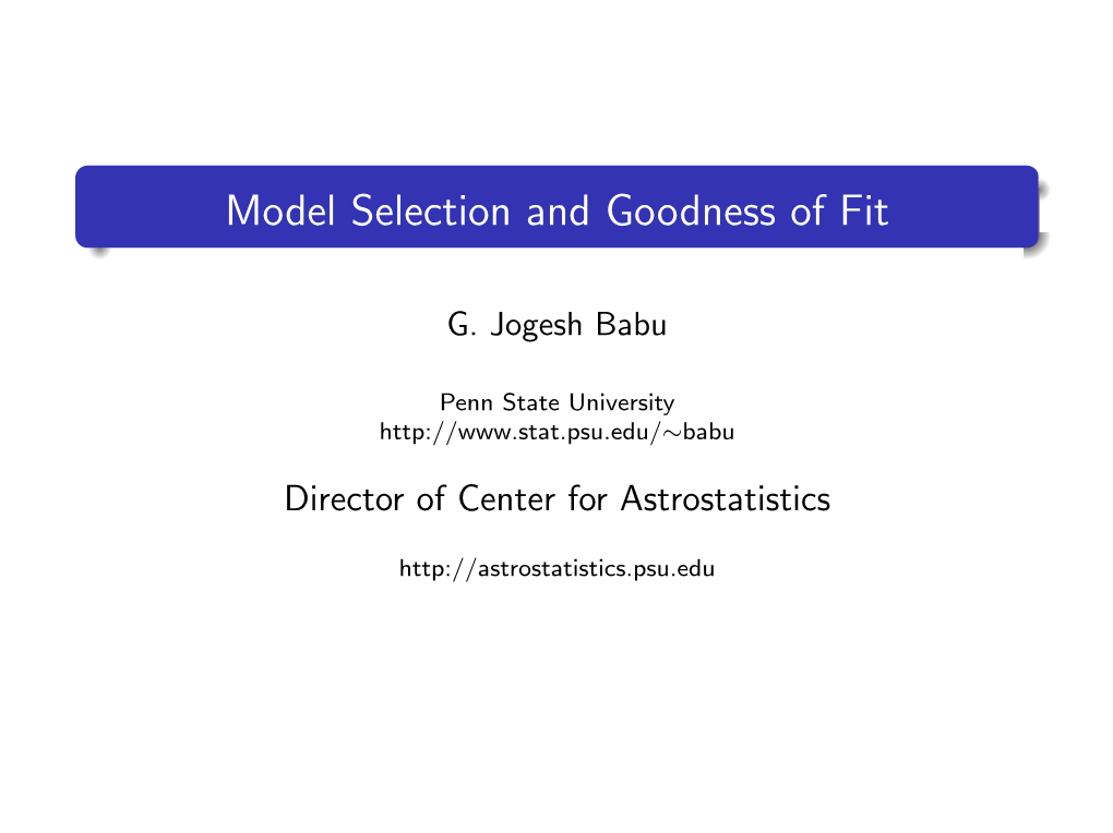 Model Selection and Goodness of Fit