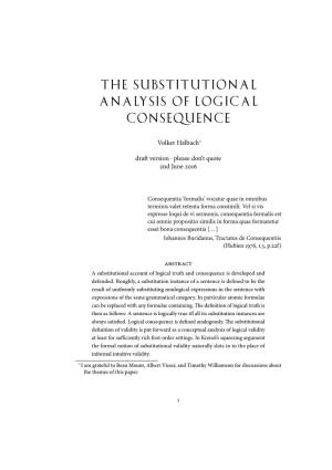 The Substitutional Analysis of Logical Consequence