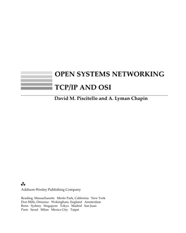 OPEN SYSTEMS NETWORKING TCP/IP and OSI David M