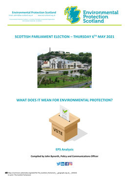 Scottish Parliament Election – Thursday 6Th May 2021