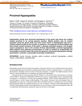 Proximal Hypospadias