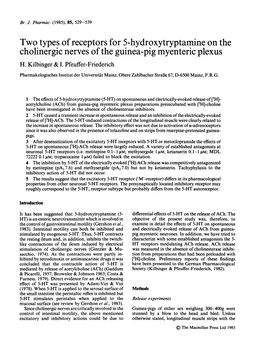 Two Types Ofreceptors for 5-Hydroxytryptamine on The