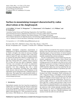 Surface-To-Mountaintop Transport Characterised by Radon Observations at the Jungfraujoch