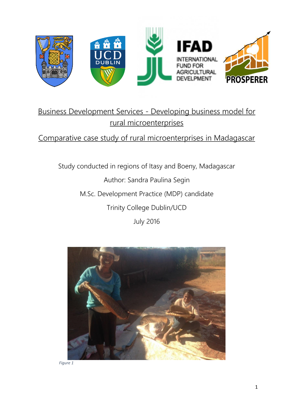 Business Development Services - Developing Business Model for Rural Microenterprises Comparative Case Study of Rural Microenterprises in Madagascar