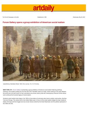 Forum Gallery Opens a Group Exhibition of American Social Realism