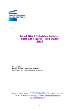 Israel Film & Television Industry Facts and Figures – at a Glance 2017