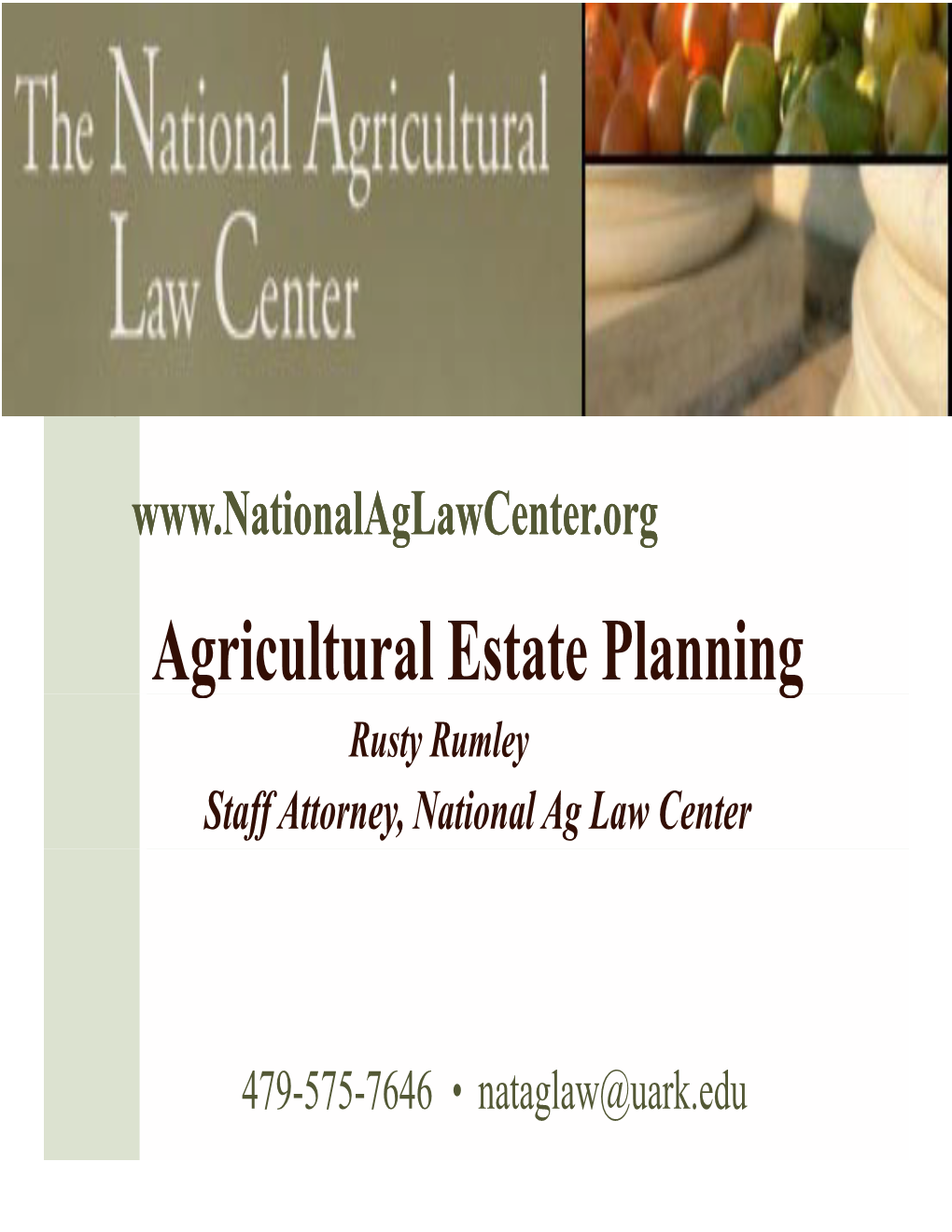Agricultural Estate Planning