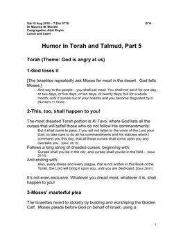 Humor in Torah and Talmud, Part 5