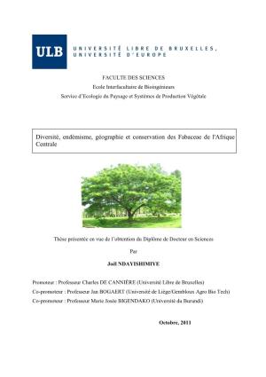 Diversité, Endémisme, Géographie Et Conservation Des Fabaceae De L'afrique Centrale