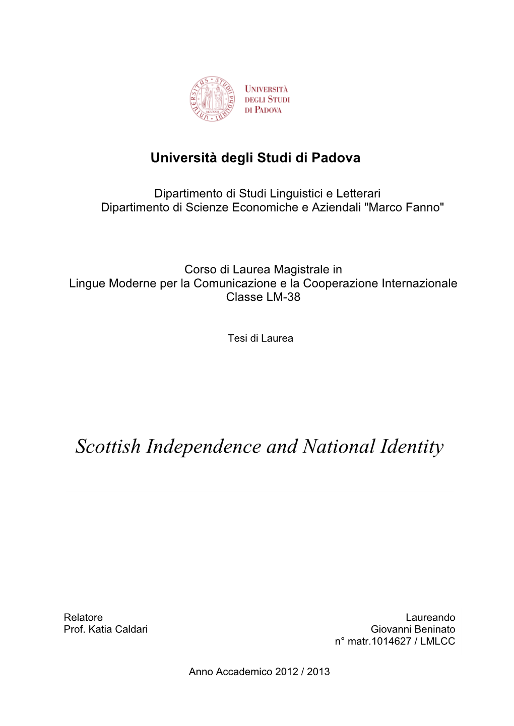 Scottish Independence and National Identity