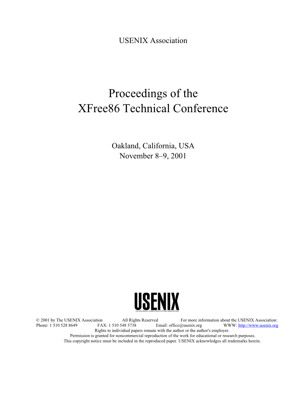 Proceedings of the Xfree86 Technical Conference