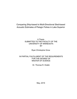 Comparing Ship-Based to Multi-Directional Sled-Based Acoustic Estimates of Pelagic Fishes in Lake Superior