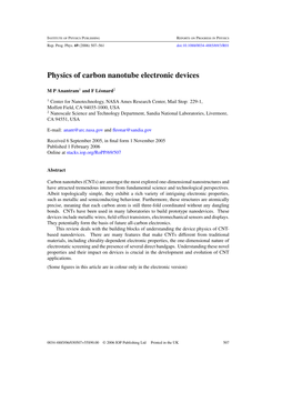 Physics of Carbon Nanotube Electronic Devices