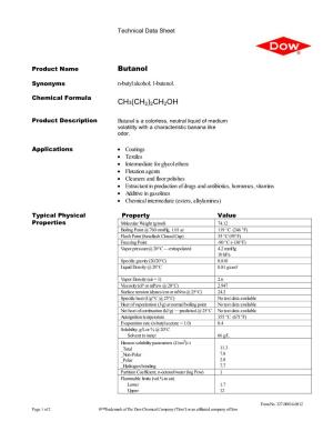 Butanol Technical Data Sheet