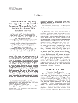 Characterization of Lewy Body Pathology in 12