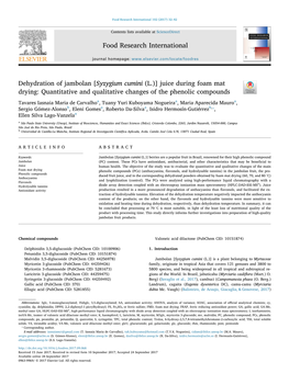 Dehydration of Jambolan [Syzygium Cumini (L.)] Juice During Foam Mat T Drying: Quantitative and Qualitative Changes of the Phenolic Compounds