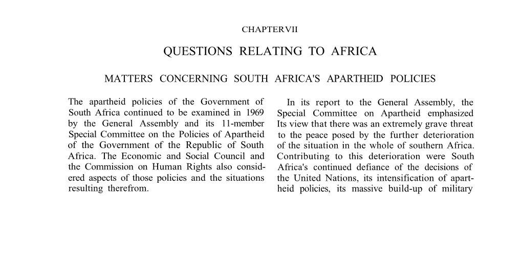 [ 1969 ] Part 1 Sec 1 Chapter 7 Questions Relating to Africa