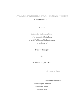 AN EDITION with COMMENTARY a Dissertation Submitted to The