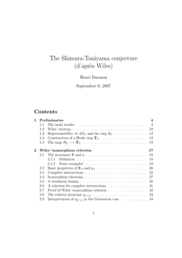 The Shimura-Taniyama Conjecture (D'apr`Es Wiles)