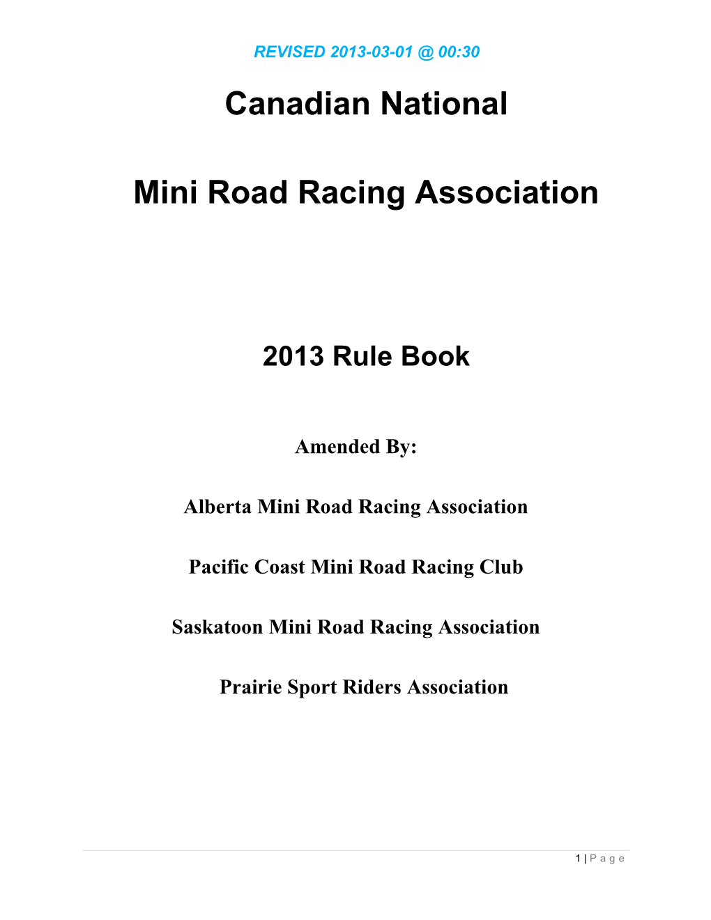 Canadian National Mini Road Racing Association