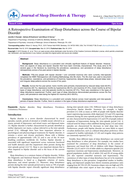 A Retrospective Examination of Sleep Disturbance Across the Course of Bipolar Disorder