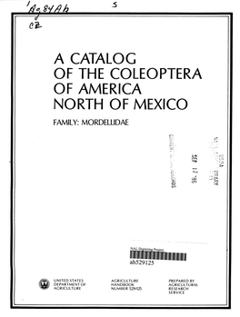 A Catalog of the Coleóptera of America North of Mexico Family: Mordellidae