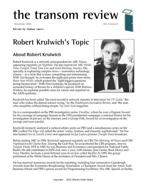 Robert Krulwich's Topic