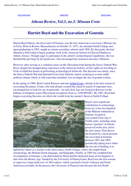 Harriet Boyd and the Excavation of Gournia