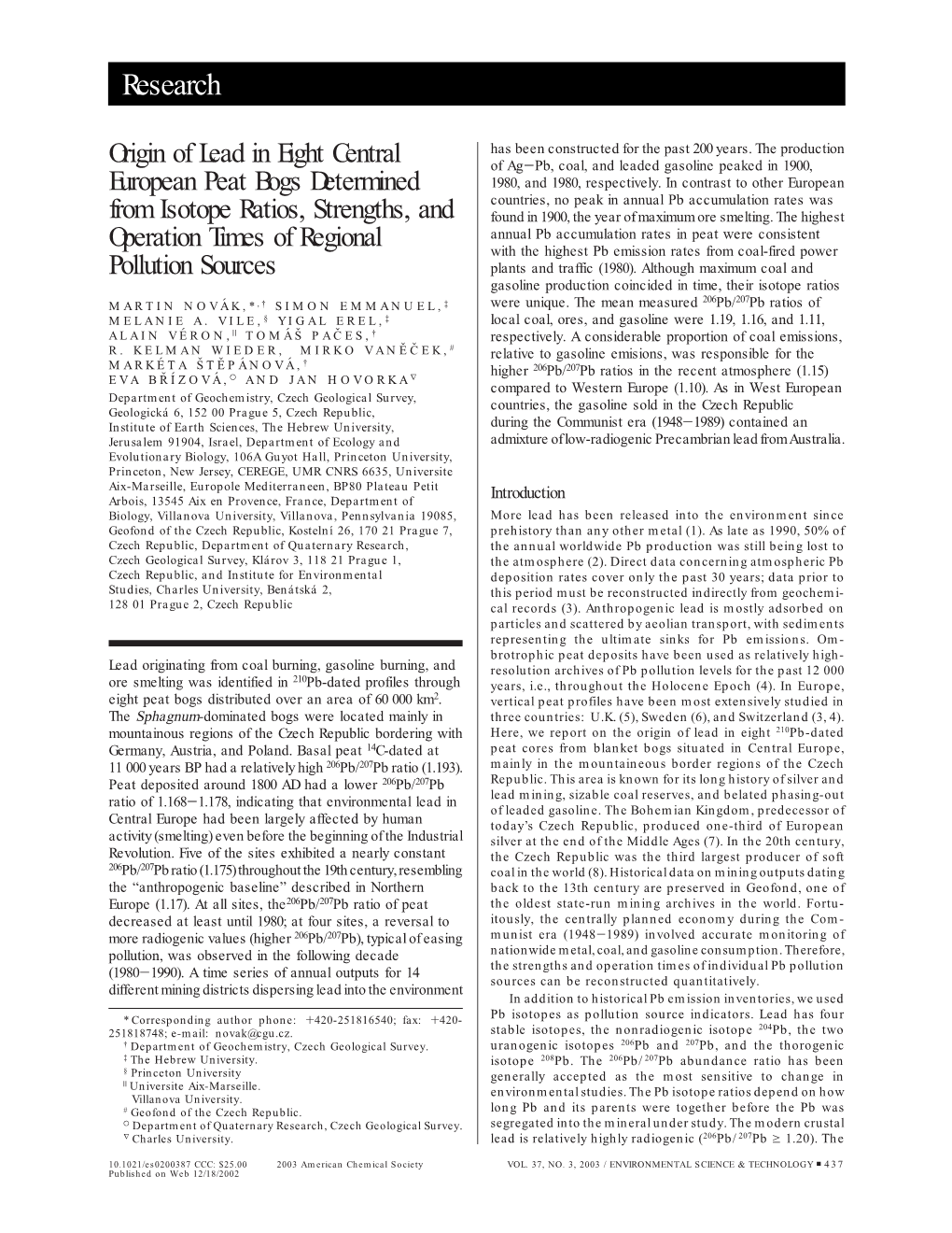 Research Origin of Lead in Eight Central