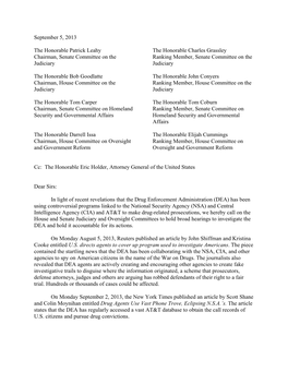 Letter to the House and Senate Judiciary and Oversight