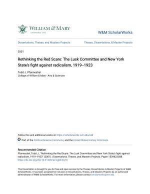 Rethinking the Red Scare: the Lusk Committee and New York State's Fight Against Adicalism,R 1919--1923