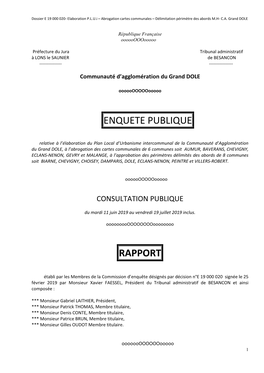 Enquete Publique Rapport