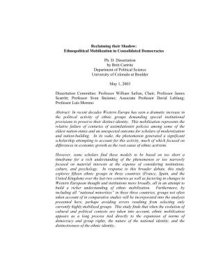 Reclaiming Their Shadow: Ethnopolitical Mobilization in Consolidated Democracies