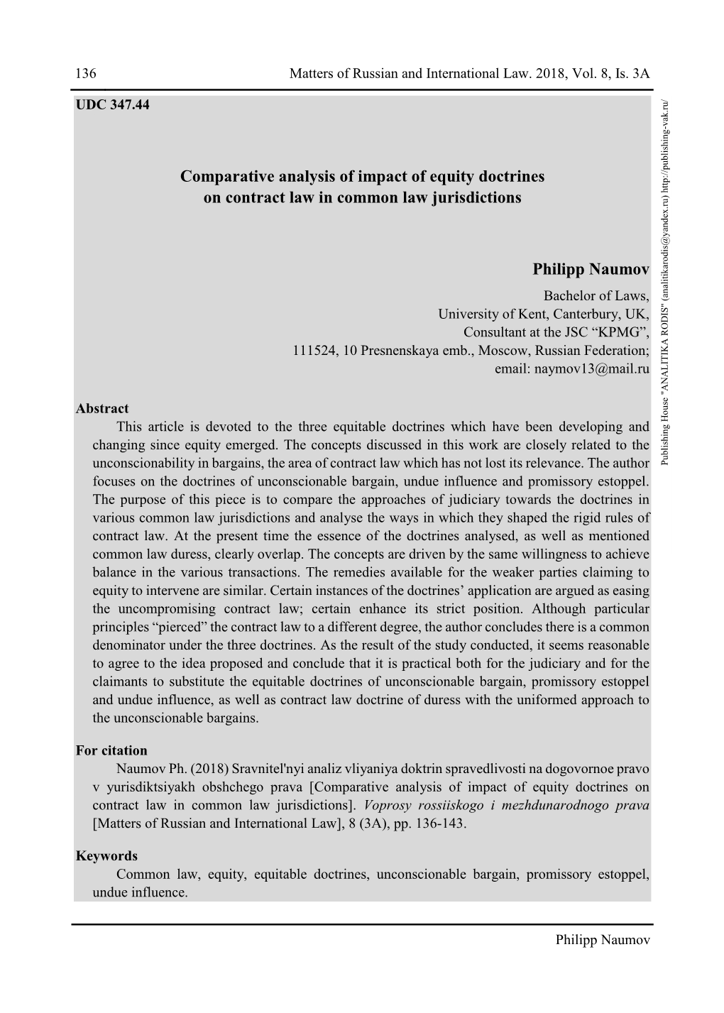 Comparative Analysis of Impact of Equity Doctrines on Contract Law in Common Law Jurisdictions]