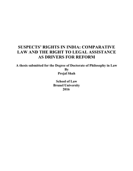 Suspects' Rights in India: Comparative Law and the Right to Legal Assistance As Drivers for Reform