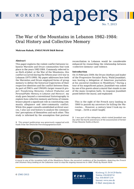 The War of the Mountains in Lebanon 1982–1984: Oral History and Collective Memory