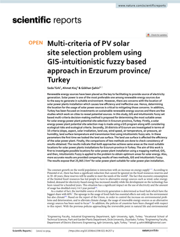 Multi-Criteria of PV Solar Site Selection Problem Using GIS-Intuitionistic