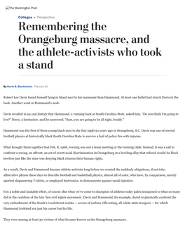 Remembering the Orangeburg Massacre, and the Athlete-Activists Who Took a Stand