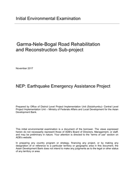 Garma-Nele-Bogal Road Rehabilitation and Reconstruction Sub-Project